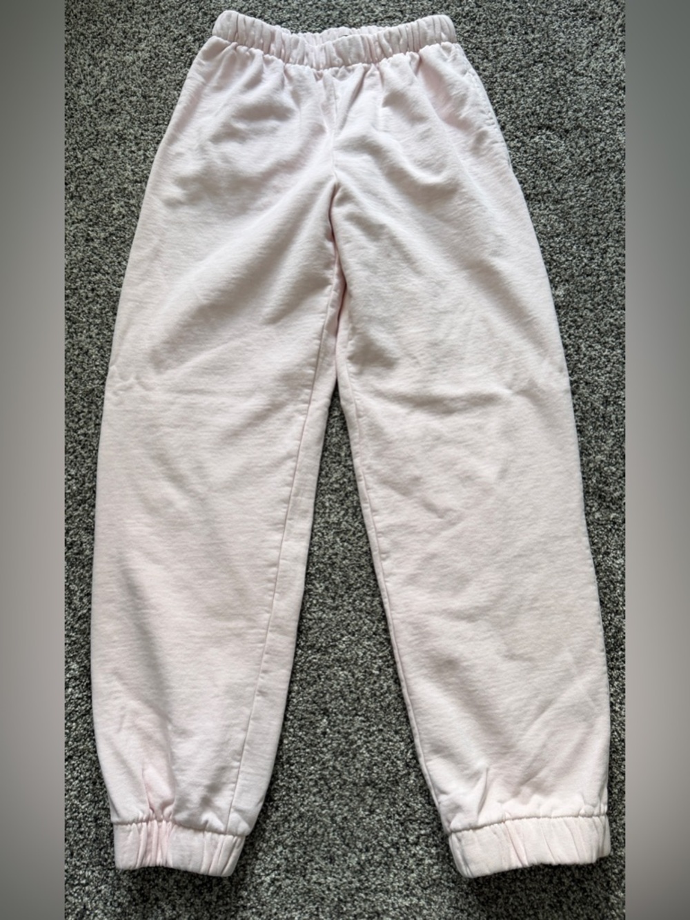 Light Pink Sweatpants - Elastic Waist & Cuffed Ankles